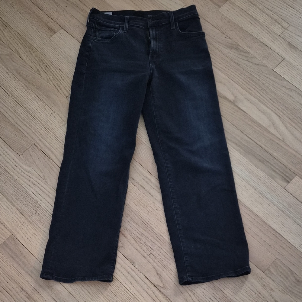 MOTHER Straight Leg Jeans in Washed Black